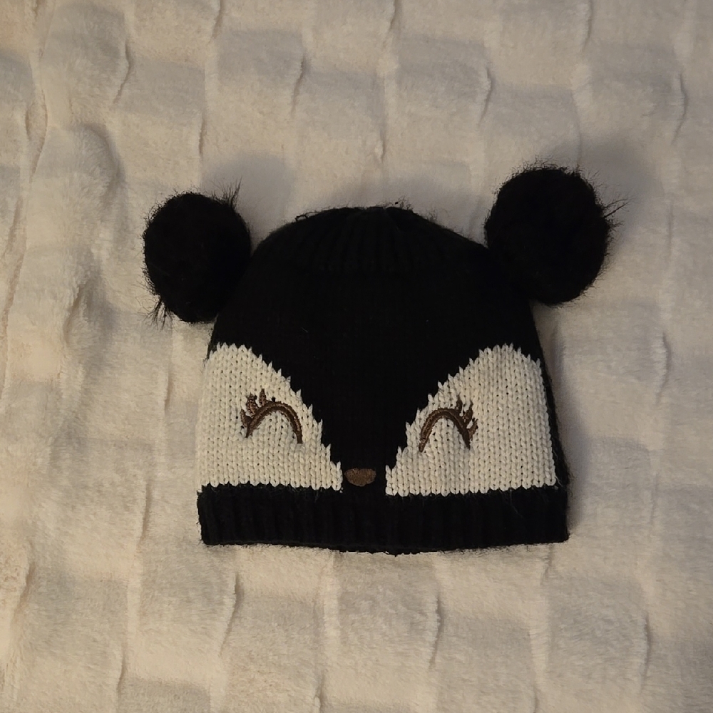 Cute Black and White Knit Animal Hat